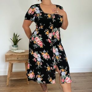 Woven Floral Button Down Dress